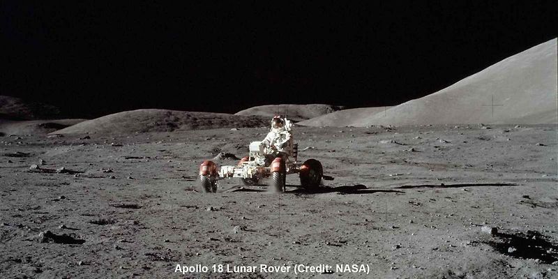 LRV a kosmonaut na povrchu Měsíce.