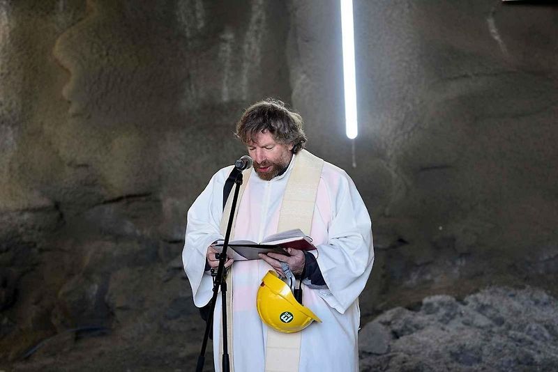 Žehnání svaté Barbory na stavbě tunelu Homole na budoucí dálnici D35 u Vysokého Mýta.