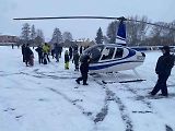 Na rybníku v Obořišti v rámci akce Icekot přistál také vrtulník.