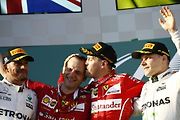 F1 2017 GP Austrálie - 1. Sebastian Vettel (Ferrari), 2. Lewis Hamilton a 3. Valtteri Bottas (Mercedes)