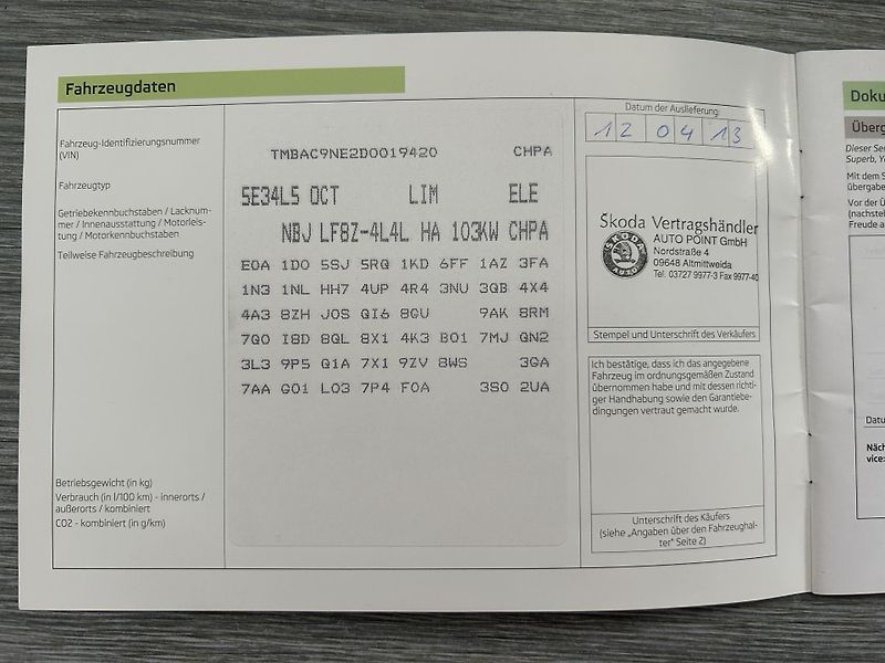 Škoda Octavia (2013) 1.4 TSi 103 KW servisní kniha - fotka 24 z 29