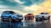 Zleva: Škoda Kamiq, Karoq a Kodiaq.