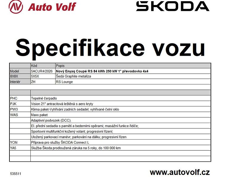 Škoda Enyaq Coupé RS 84kWh 250kW - fotka 2 z 2
