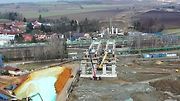 Stavba D1 Říkovice-Přerov, únor 2024. Pohled z výšky.