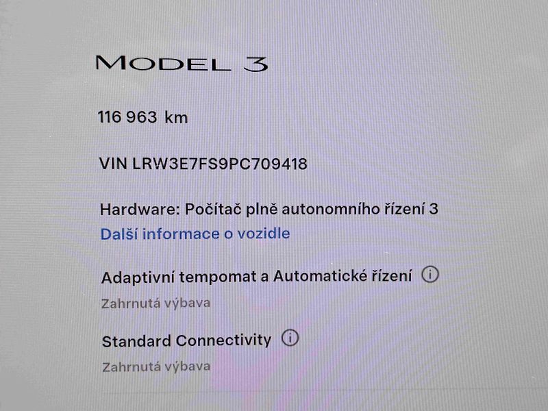 Tesla Model 3 (2023) RWD Standard R. LED ACC SOH92% - fotka 8 z 11