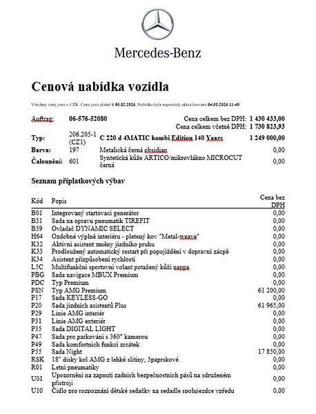 Mercedes-Benz Třídy C (2026) C 220 d 4MATIC kombi - fotka 23 z 25