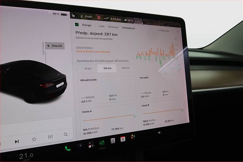Tesla Model 3 (2021) Performance 78kWh, SoH 85% - fotka 17 z 27